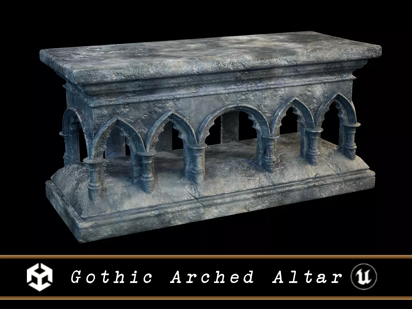 Gothic Arched Altar Low-poly 3D model_0