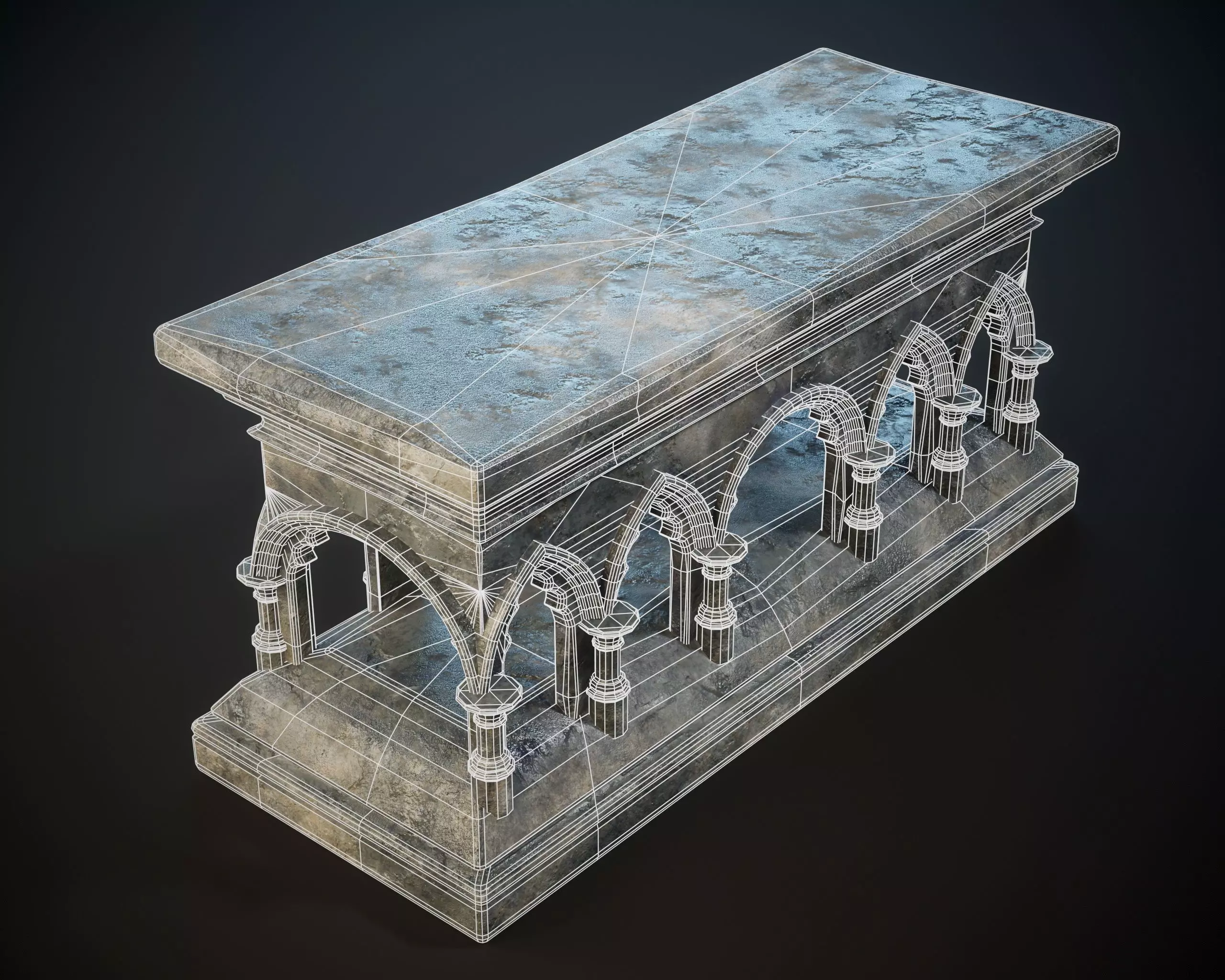 Gothic Arched Altar Low-poly 3D model_11