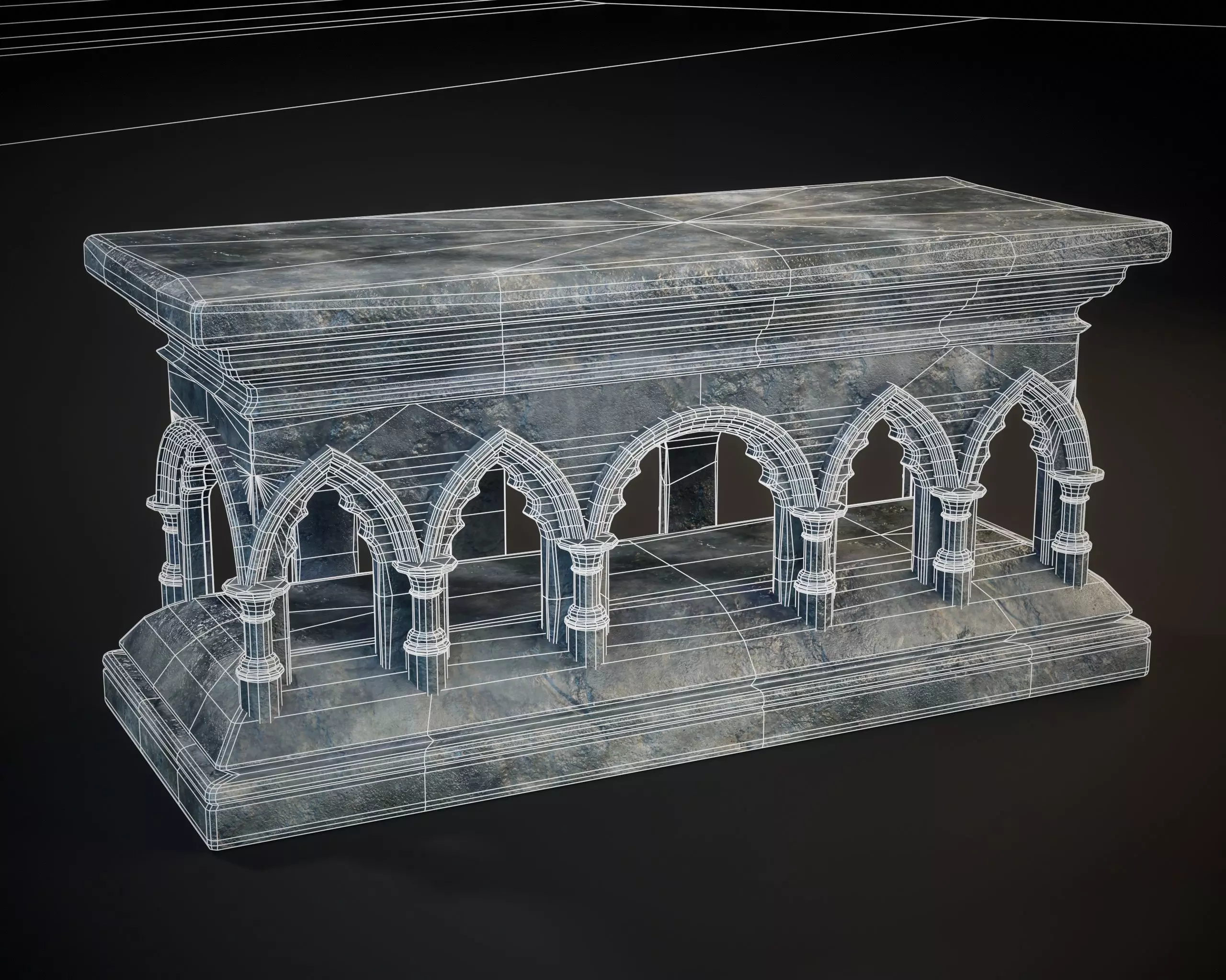 Gothic Arched Altar Low-poly 3D model_3
