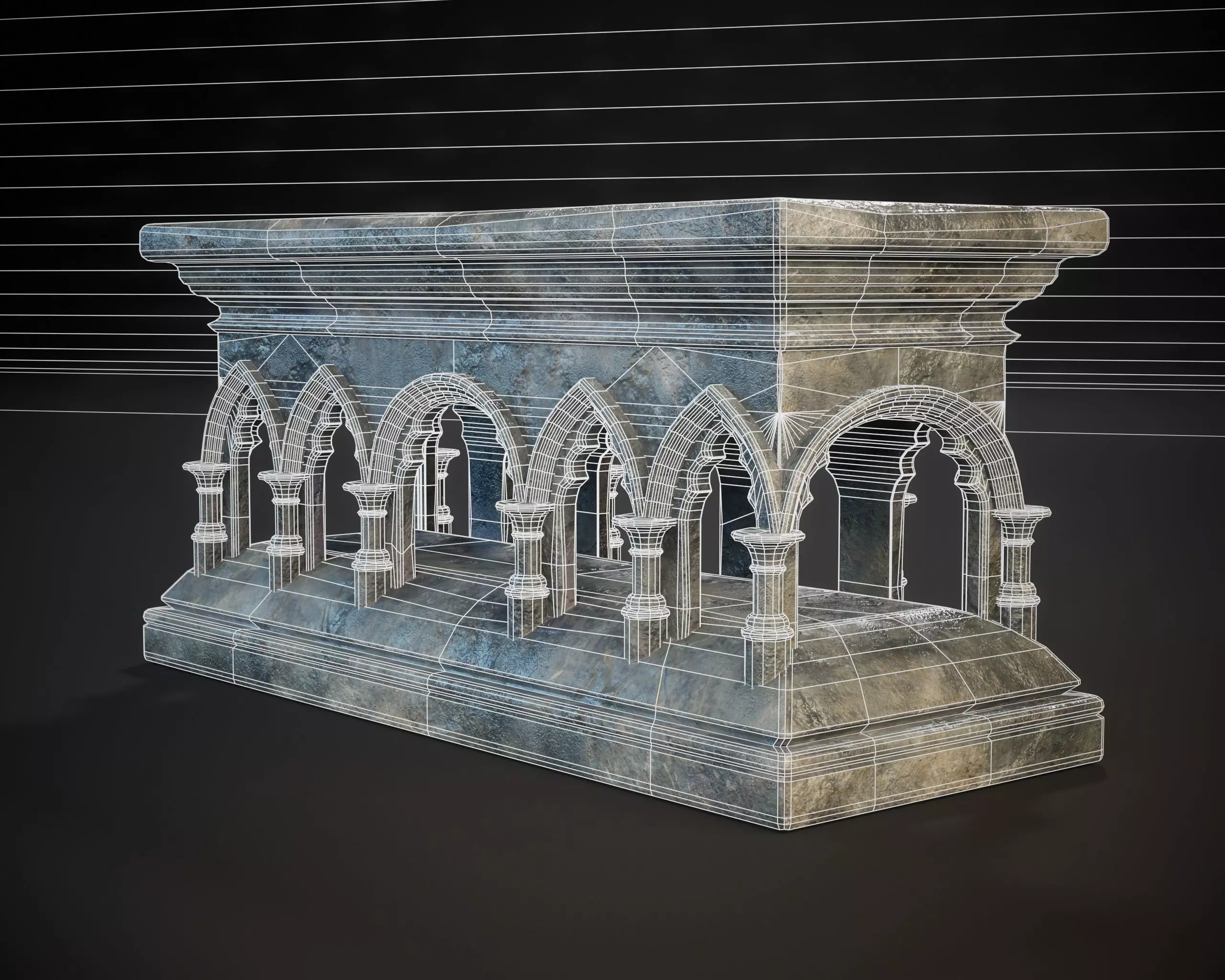 Gothic Arched Altar Low-poly 3D model_7