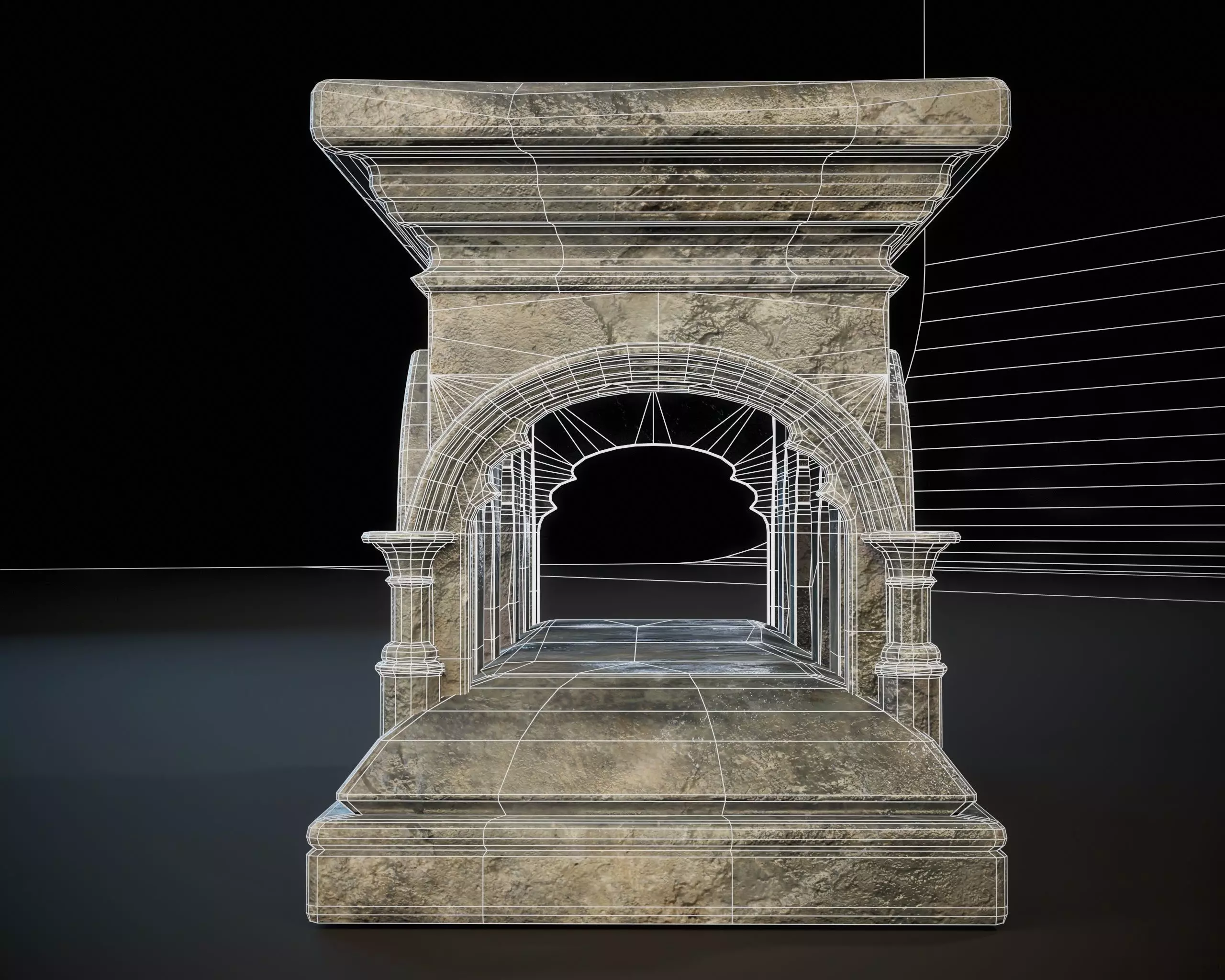 Gothic Arched Altar Low-poly 3D model_9