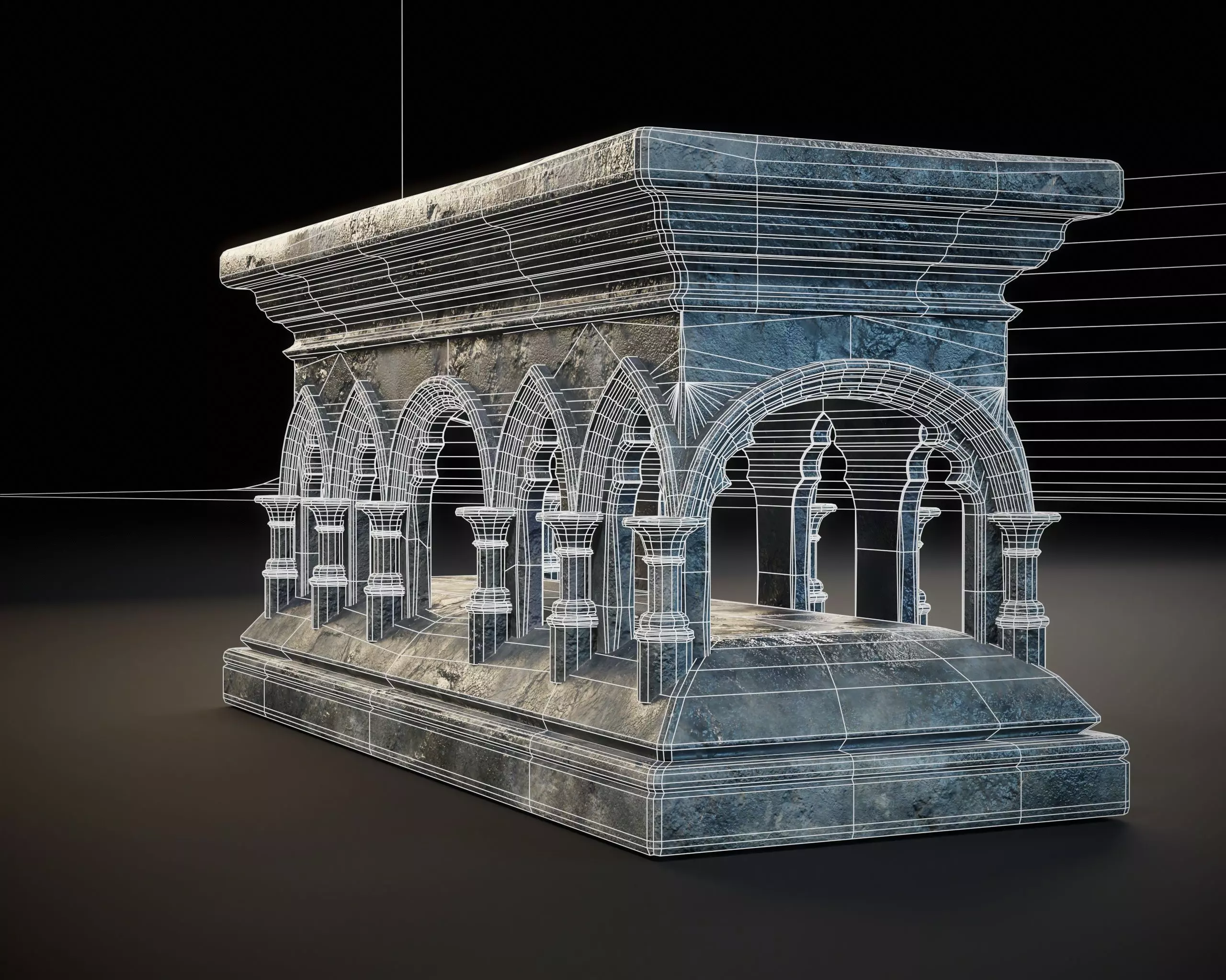 Gothic Arched Altar Low-poly 3D model_15