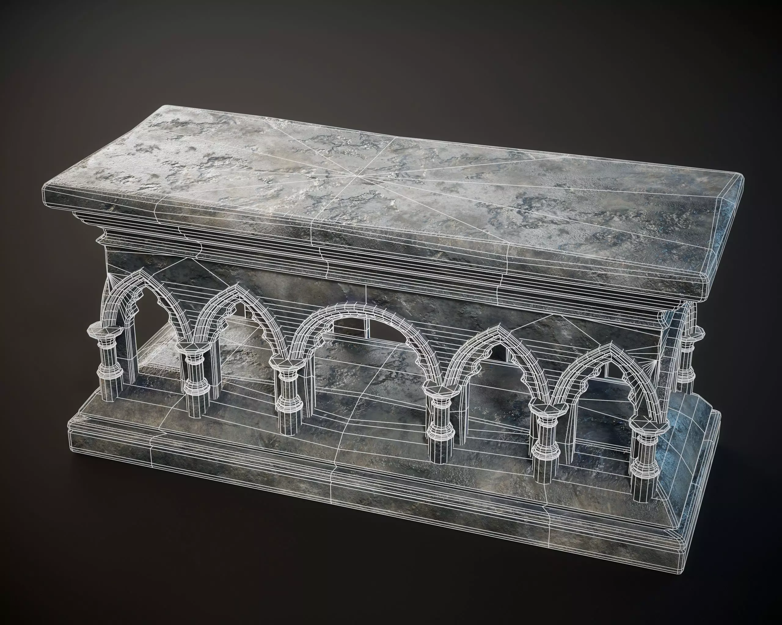 Gothic Arched Altar Low-poly 3D model_13