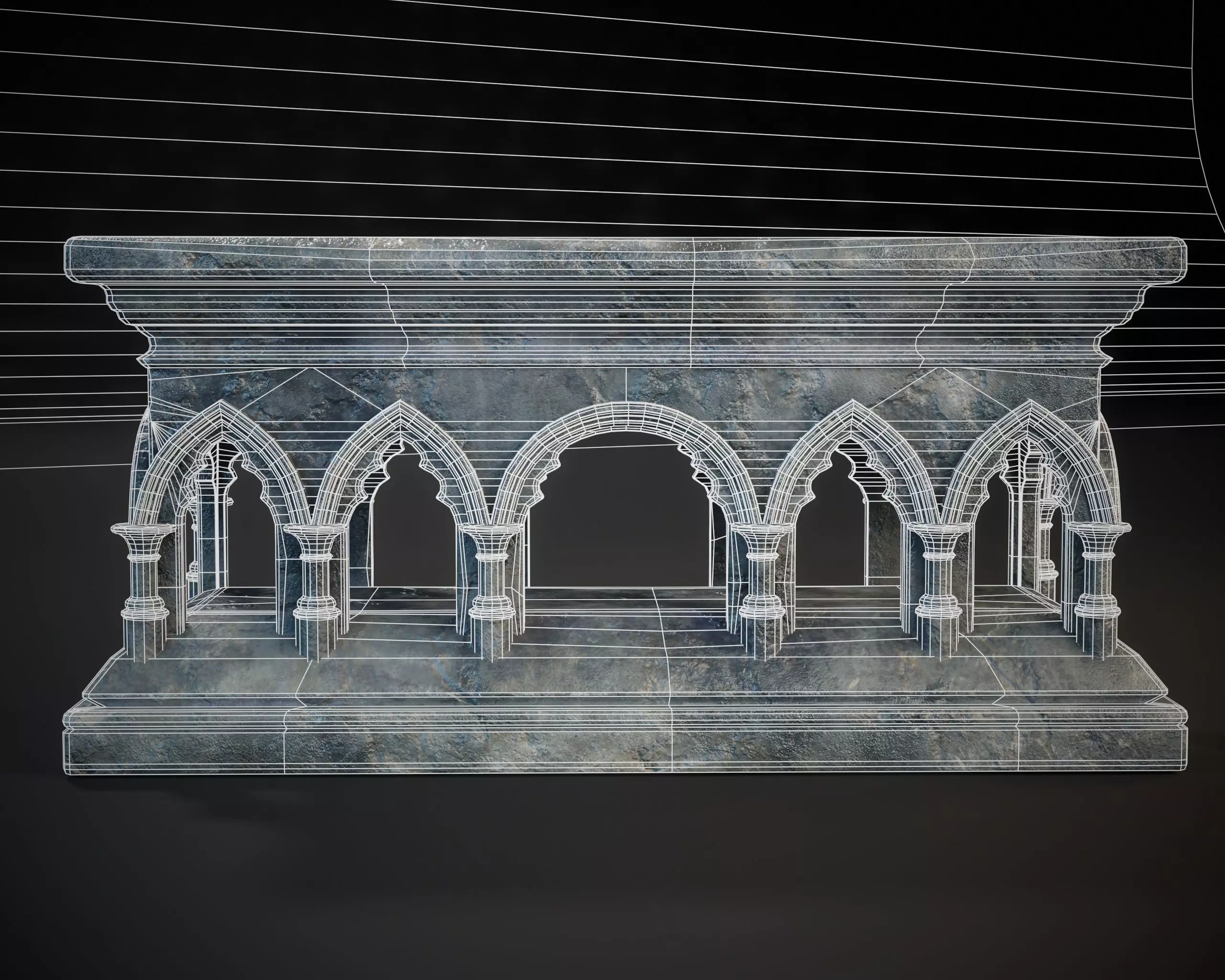 Gothic Arched Altar Low-poly 3D model_5
