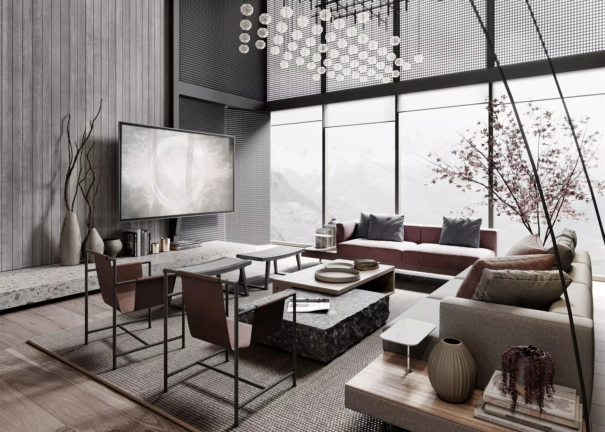 Mid Century interior scene 3D model