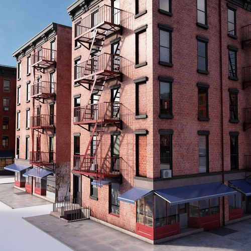 Chicago brick building Low-poly 3D model 5
