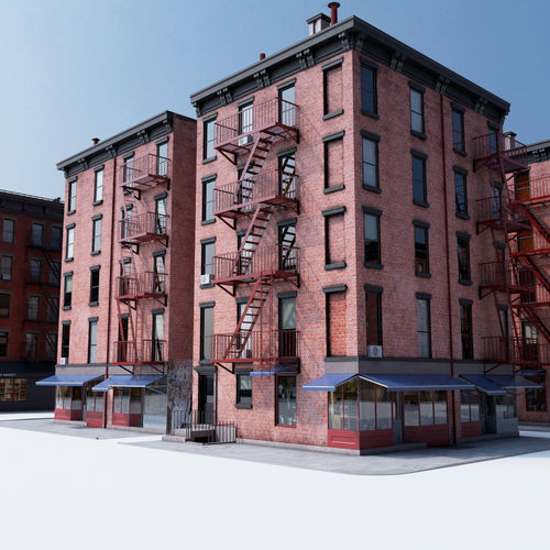 Chicago brick building Low-poly 3D model 4
