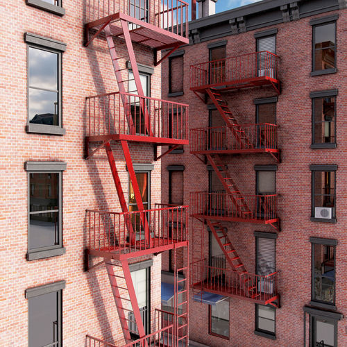 Chicago brick building Low-poly 3D model 7