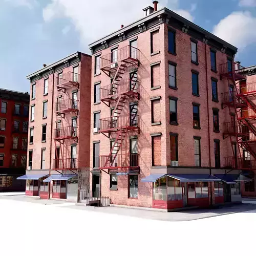 Chicago brick building Low-poly 3D model
