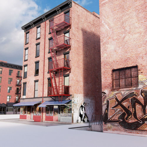 Chicago brick building Low-poly 3D model 6