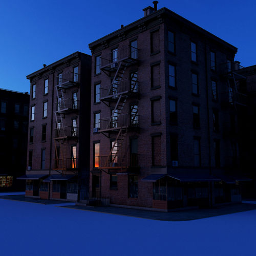 Chicago brick building Low-poly 3D model 2