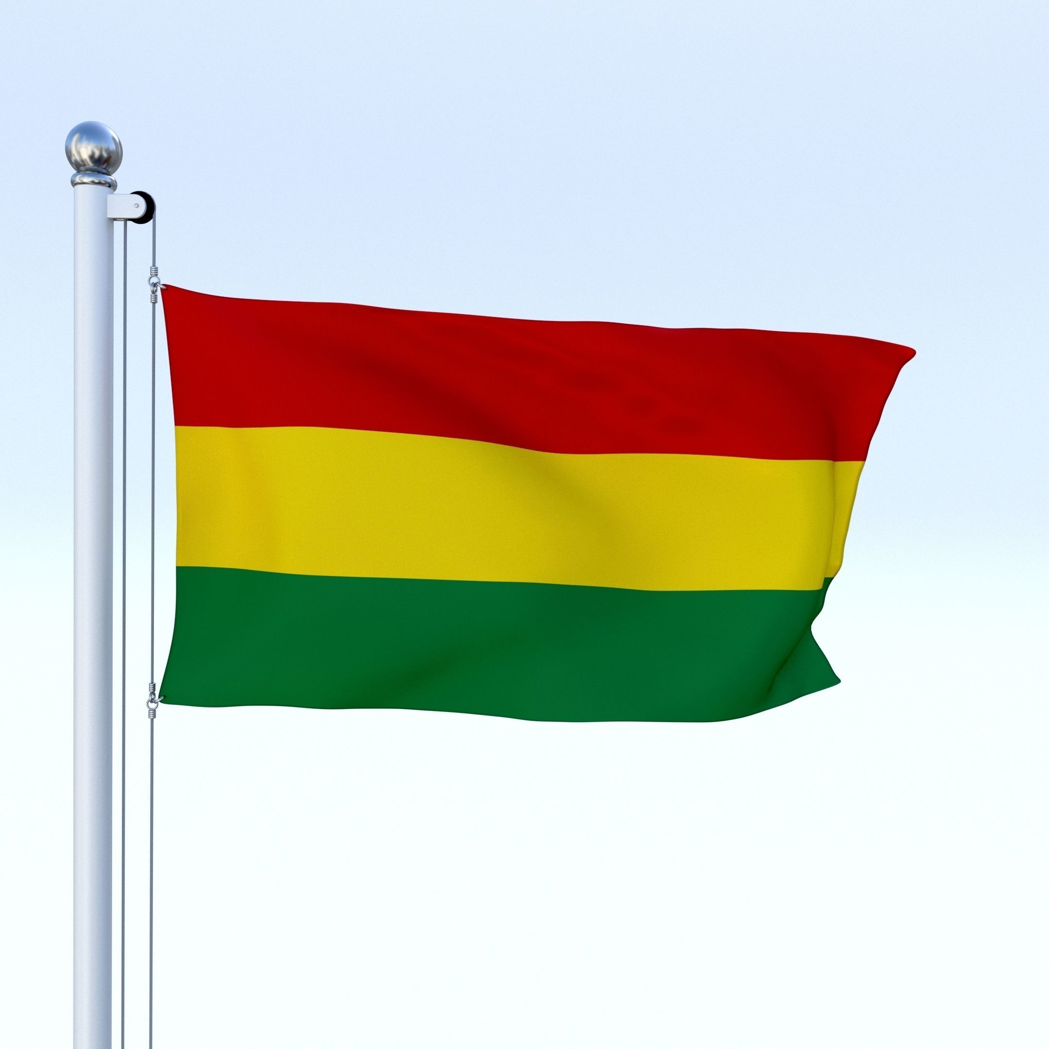 Animated Bolivia Flag Low-poly 3D model_3