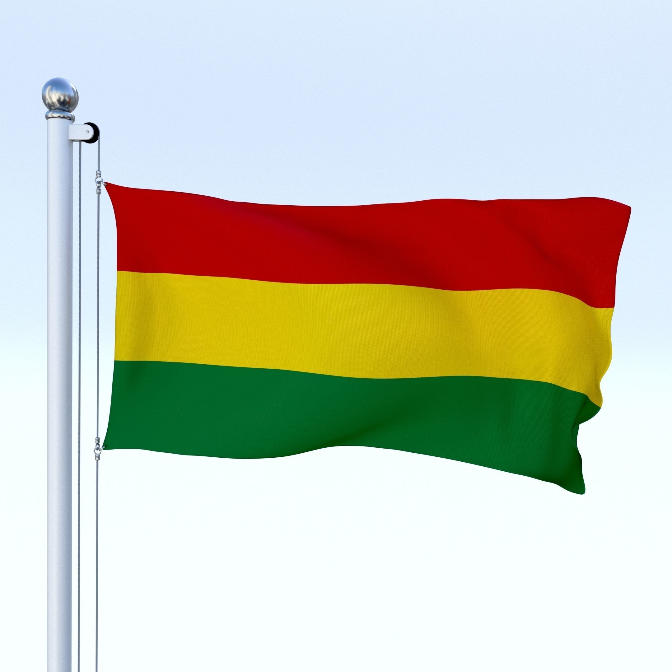 Animated Bolivia Flag Low-poly 3D model_11