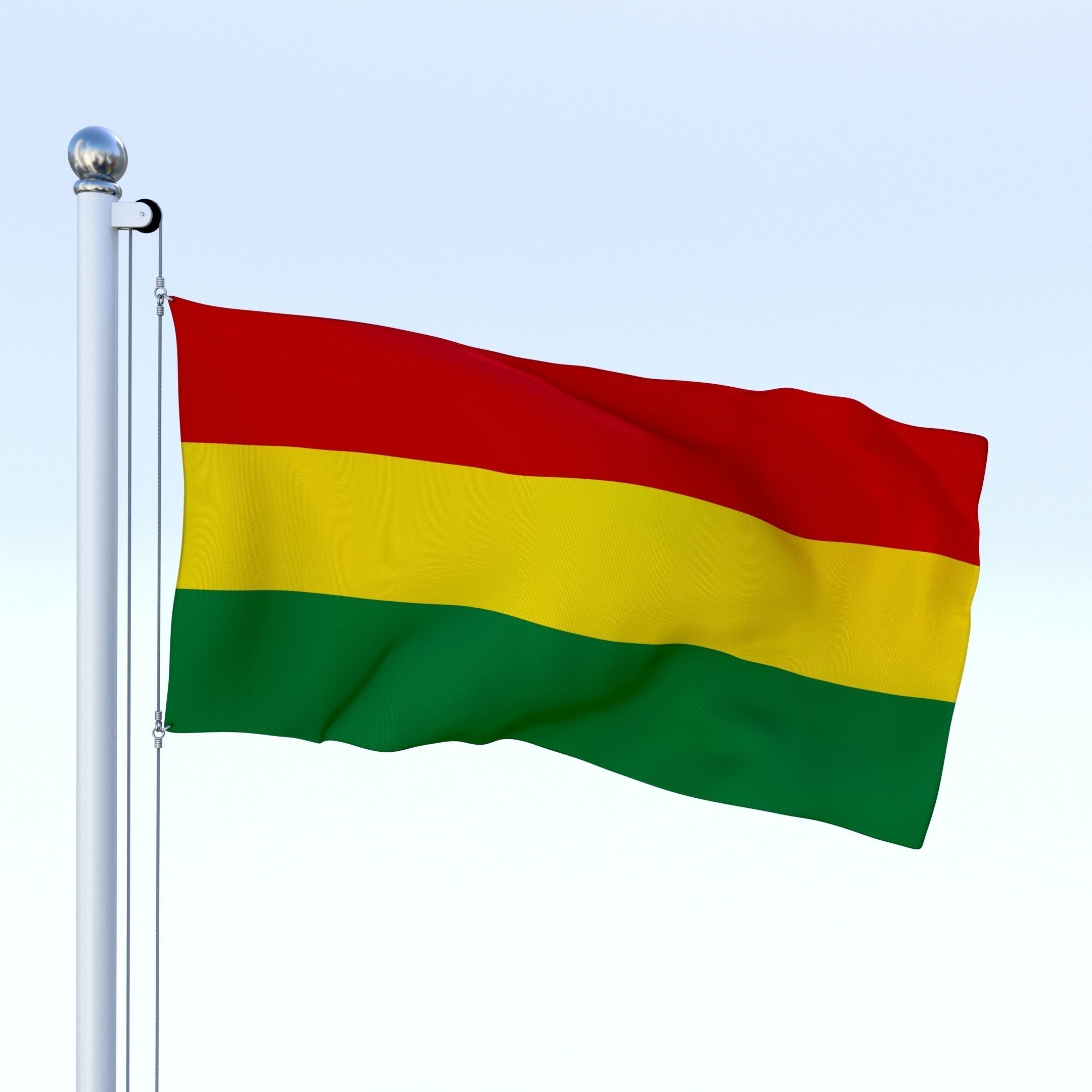 Animated Bolivia Flag Low-poly 3D model_4