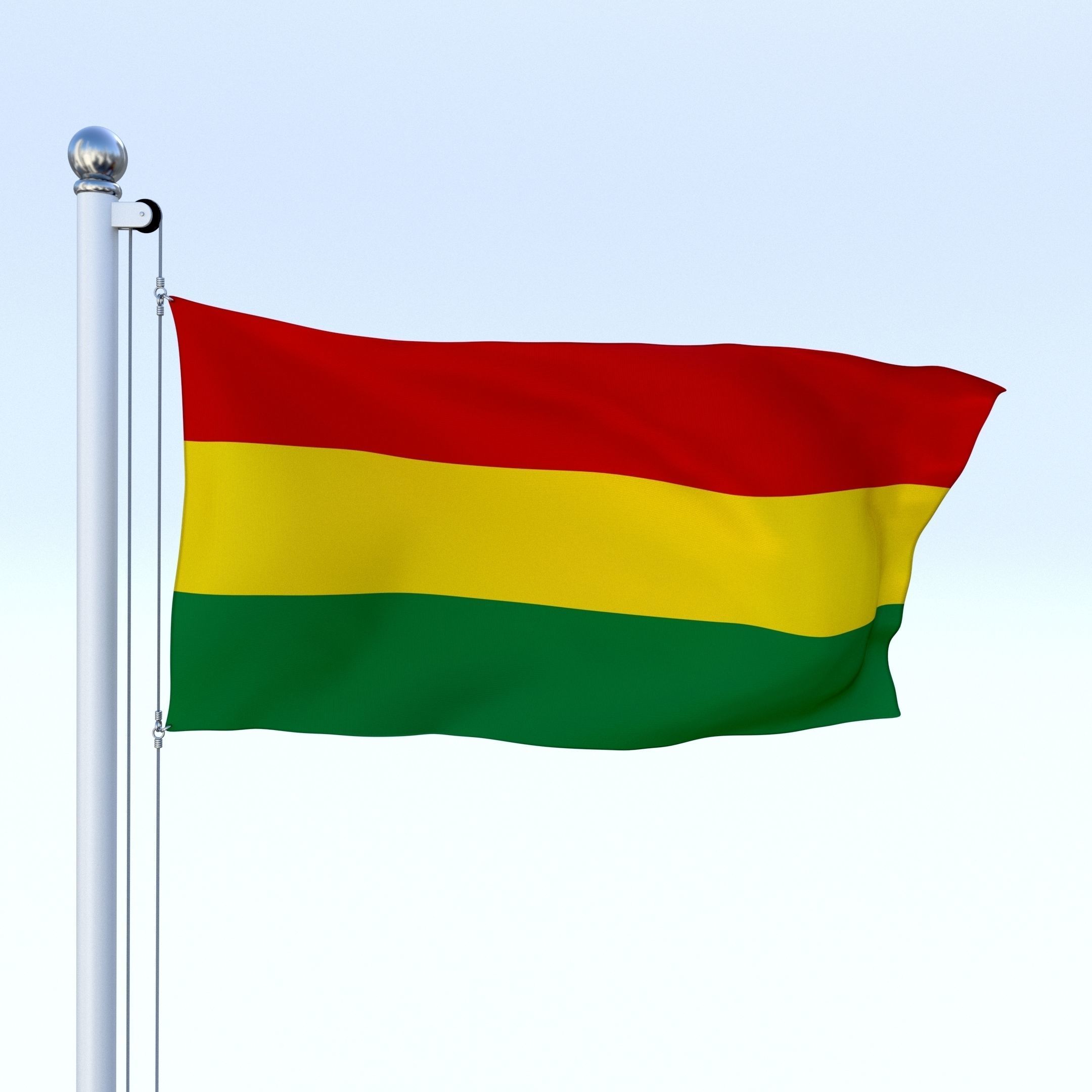 Animated Bolivia Flag Low-poly 3D model_5