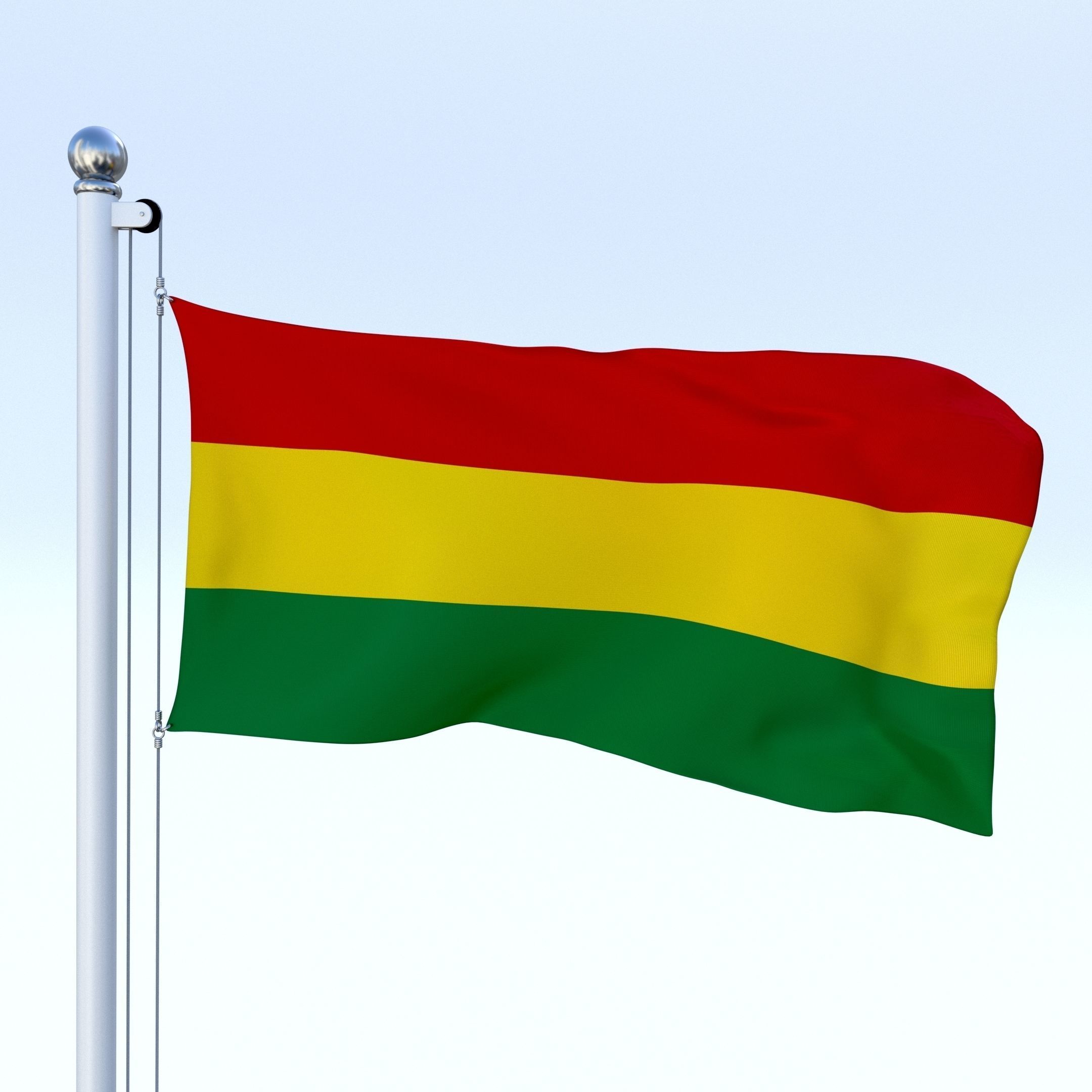 Animated Bolivia Flag Low-poly 3D model_2