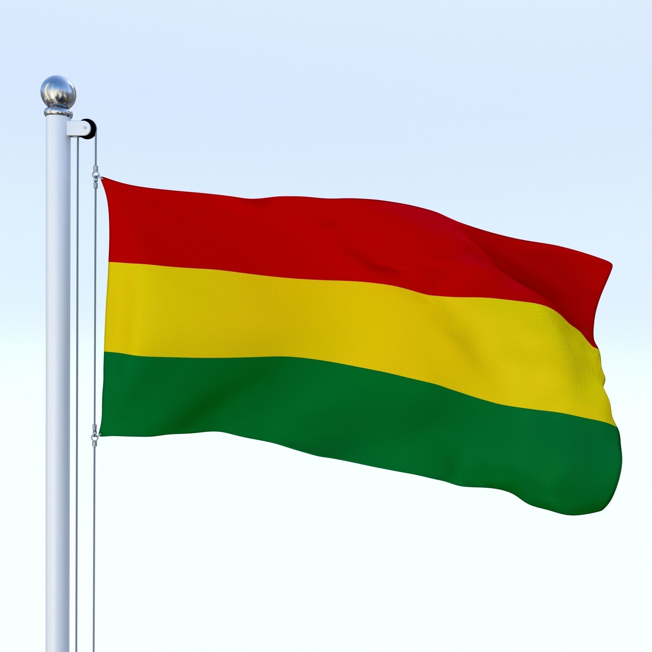 Animated Bolivia Flag Low-poly 3D model_26