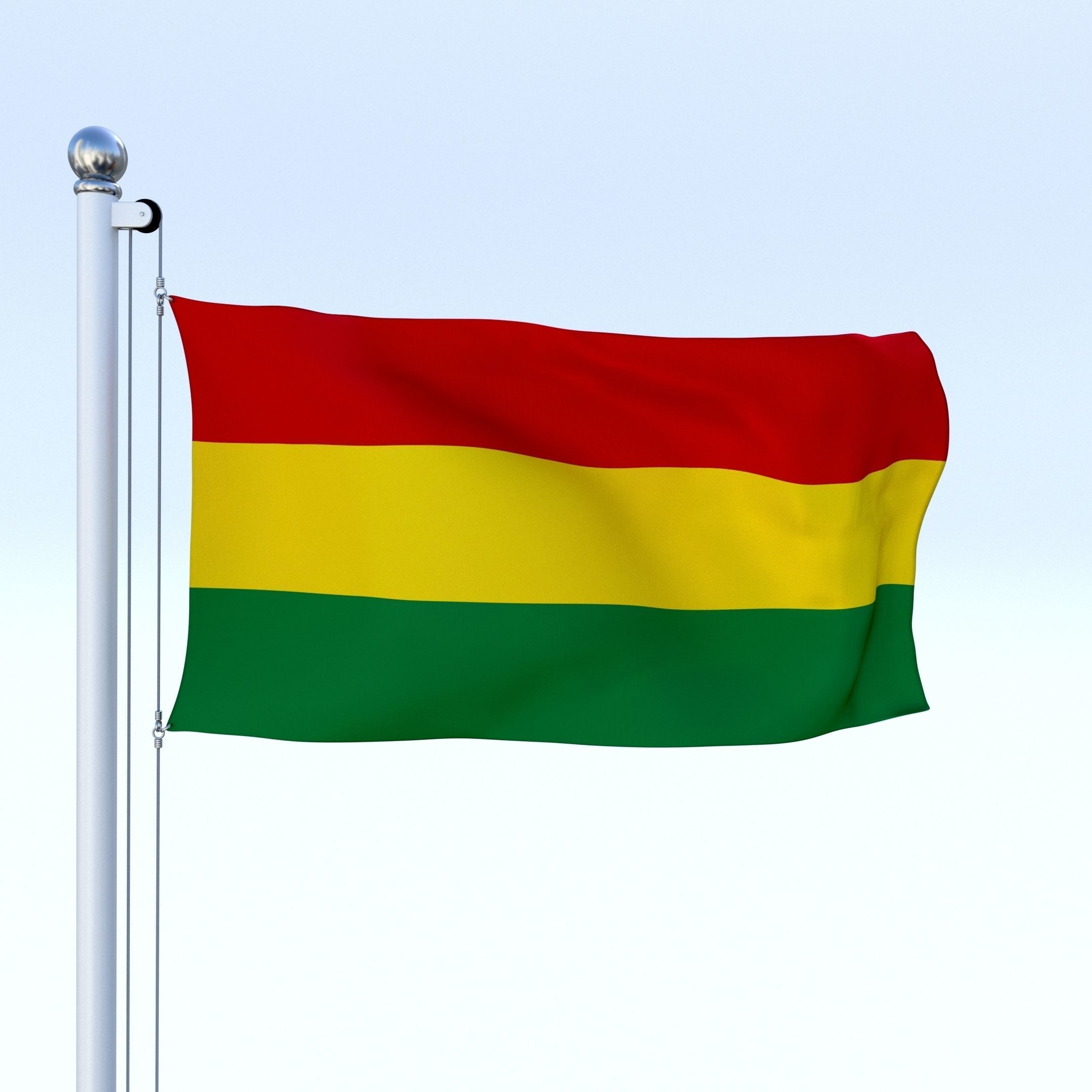 Animated Bolivia Flag Low-poly 3D model_16