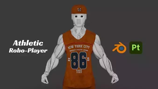 Athletic Robo Player Stylized Sports Android Character