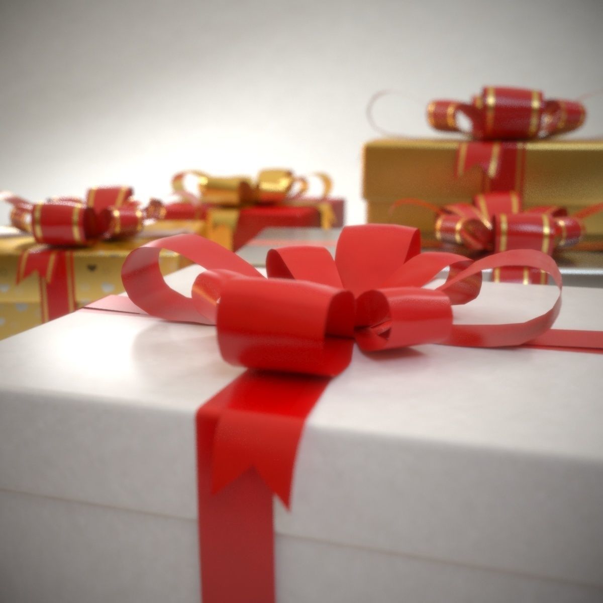 Gift Boxes Set Christmas Presents 3D model_6