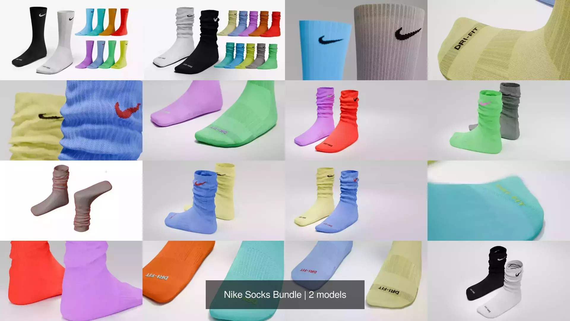 Nike Socks Bundle 3D Model Collection_0