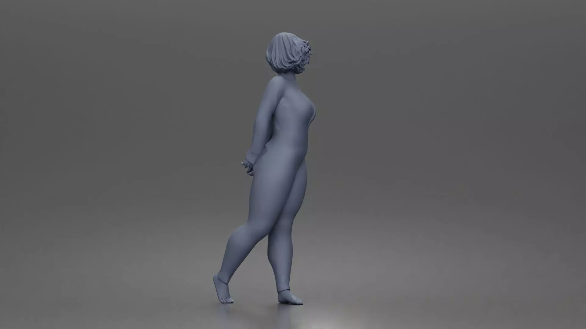 Woman walks away glancing back wearing romper pajama 3D print model_9