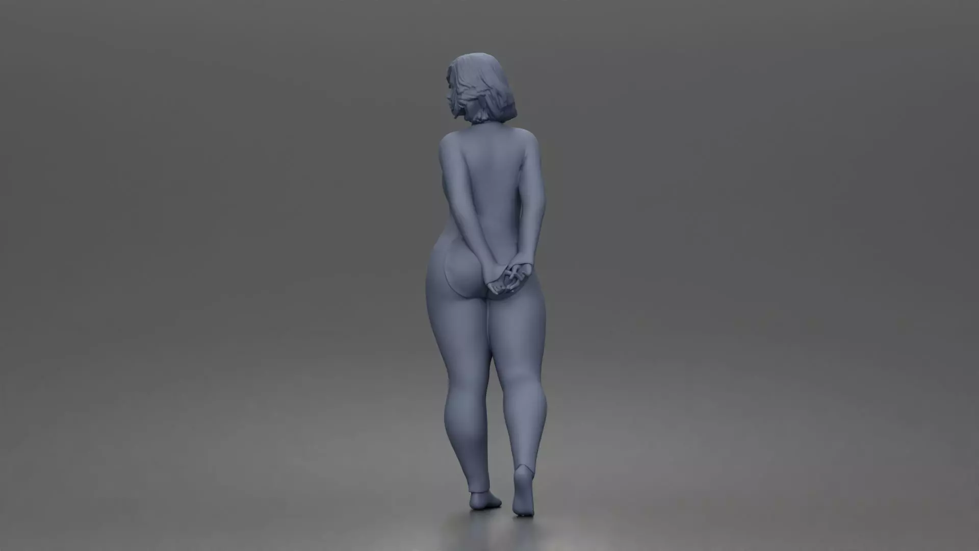 Woman walks away glancing back wearing romper pajama 3D print model_11
