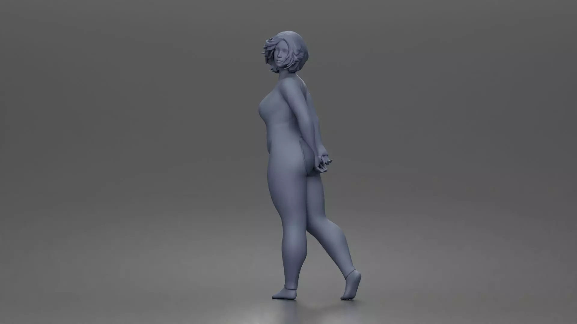 Woman walks away glancing back wearing romper pajama 3D print model_6