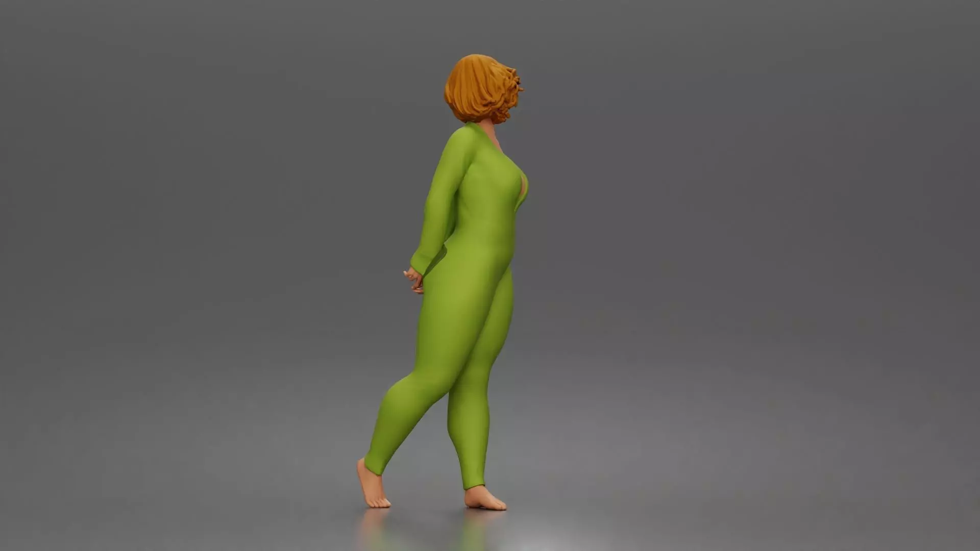 Woman walks away glancing back wearing romper pajama 3D print model_3