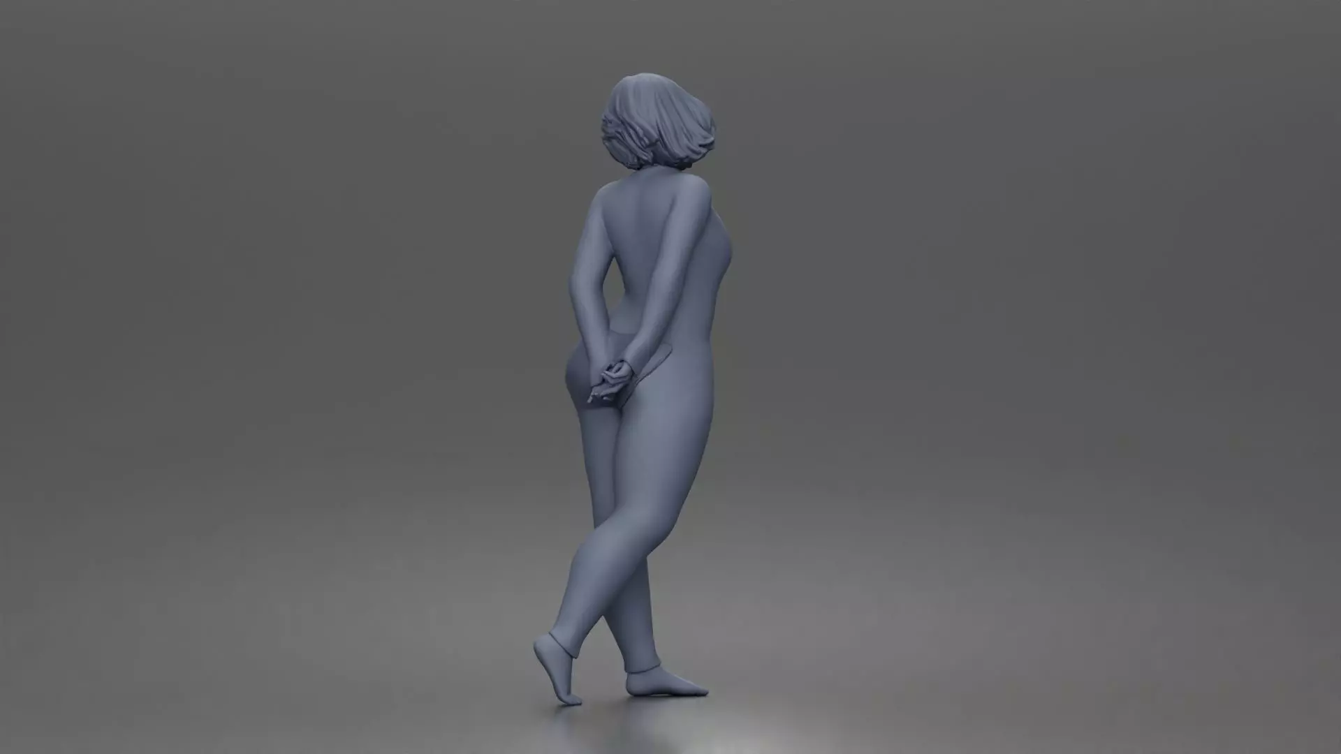 Woman walks away glancing back wearing romper pajama 3D print model_10