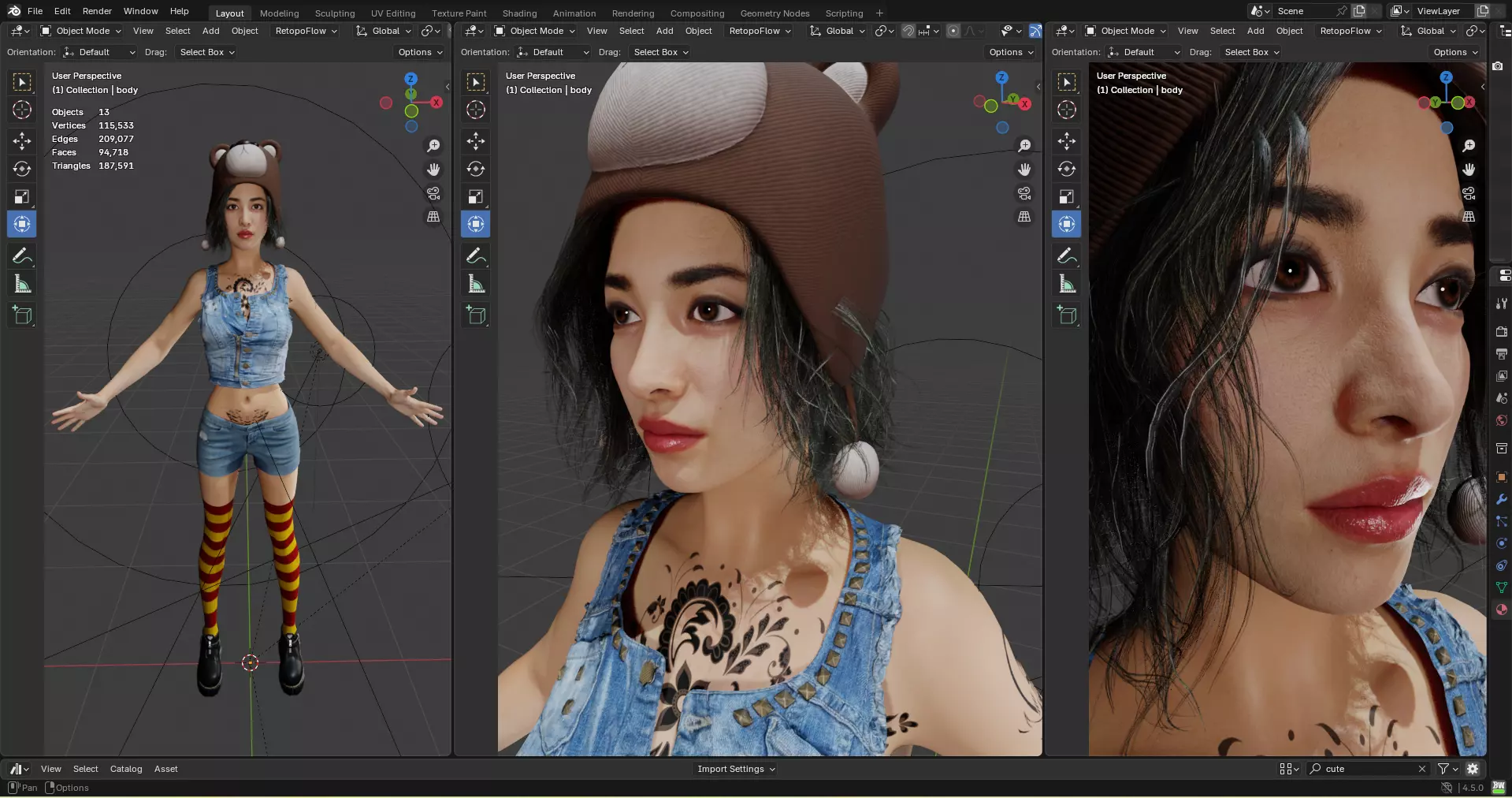 Asian female PBR 8k Free low-poly 3D model