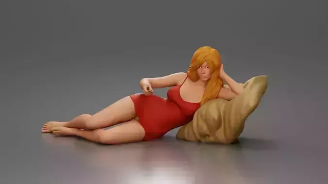 Woman lounges pillow watching holding remote wearing slip dress