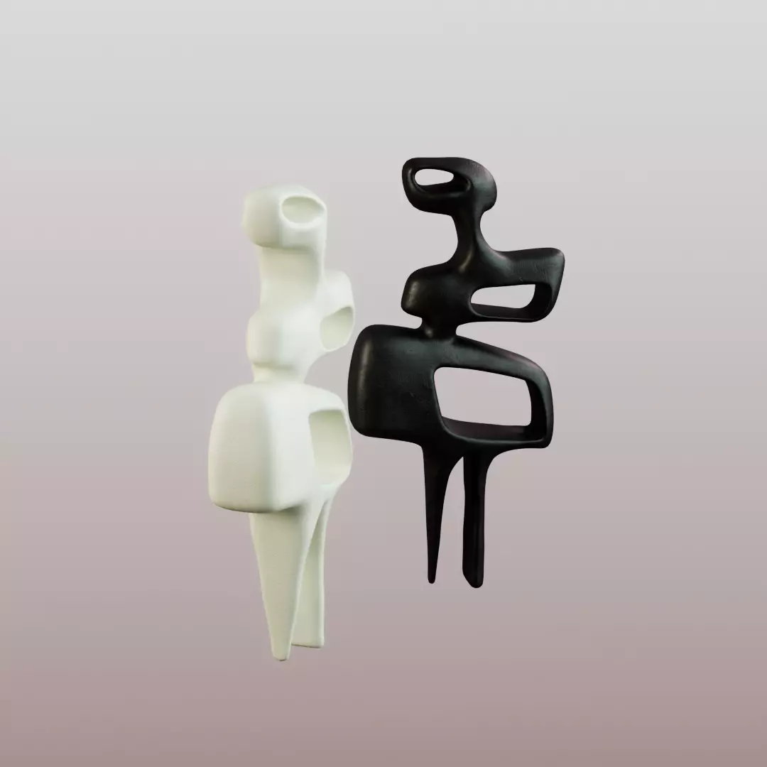 Modern Figurine Set Low-poly 3D model_9