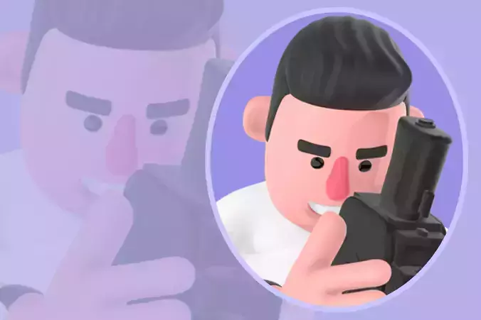 Stylized 3D Male Photographer Character - Focused Filming Pose