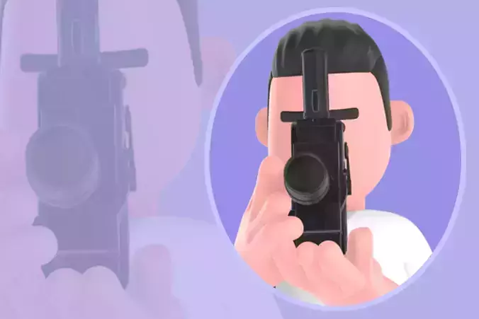 Stylized 3D Male Photographer Character - Focused Camera Shot