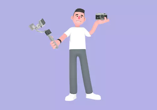 Stylized 3D Male Photographer Character - Cartoon Camera Show 3D model_1