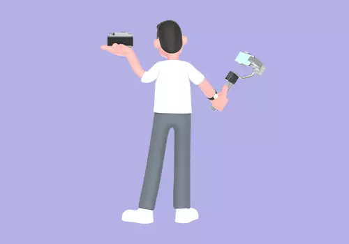 Stylized 3D Male Photographer Character - Cartoon Camera Show 3D model_3