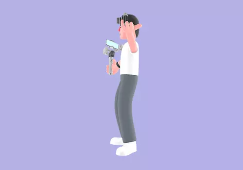 Stylized 3D Male Photographer Character - Cartoon Camera Show 3D model_2