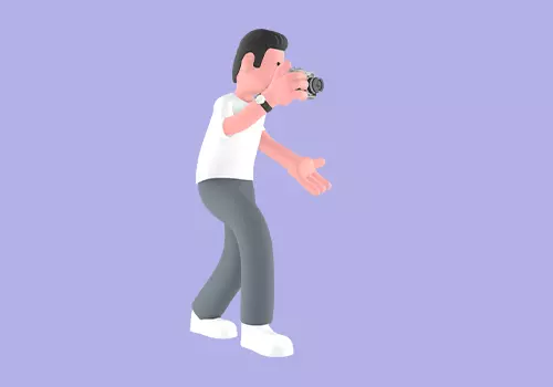 Stylized 3D Male Photographer Character - Cartoon Action Pose 3D model_4