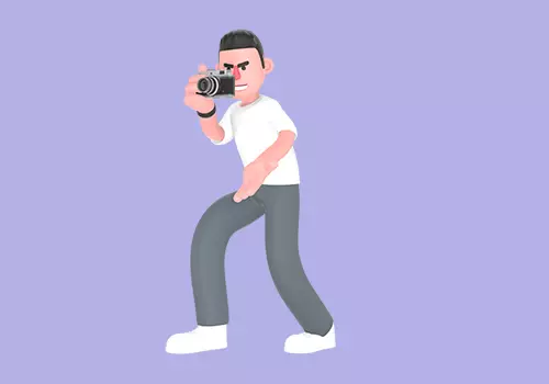 Stylized 3D Male Photographer Character - Cartoon Action Pose 3D model_1