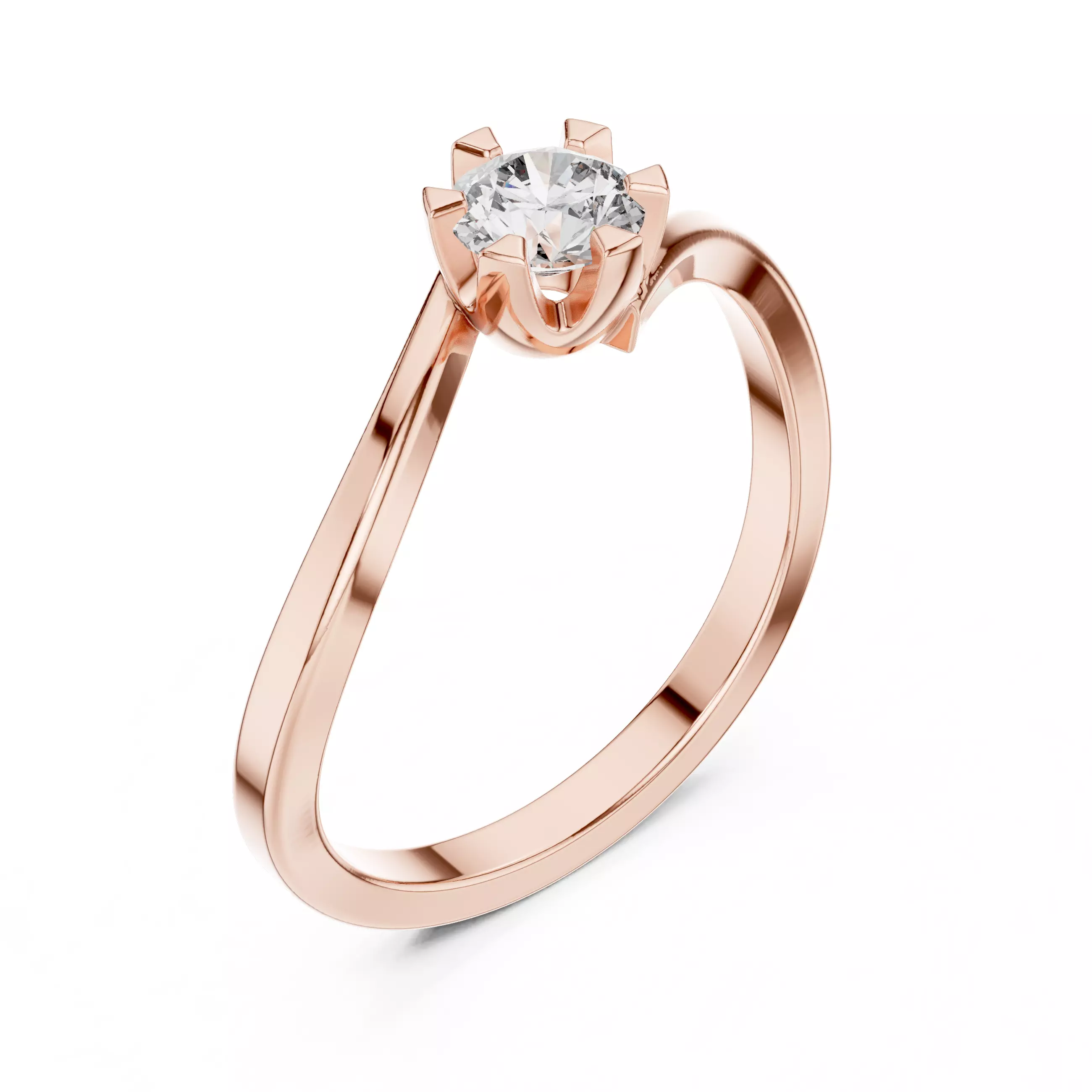 Round Diamond Ring 3D print model_9