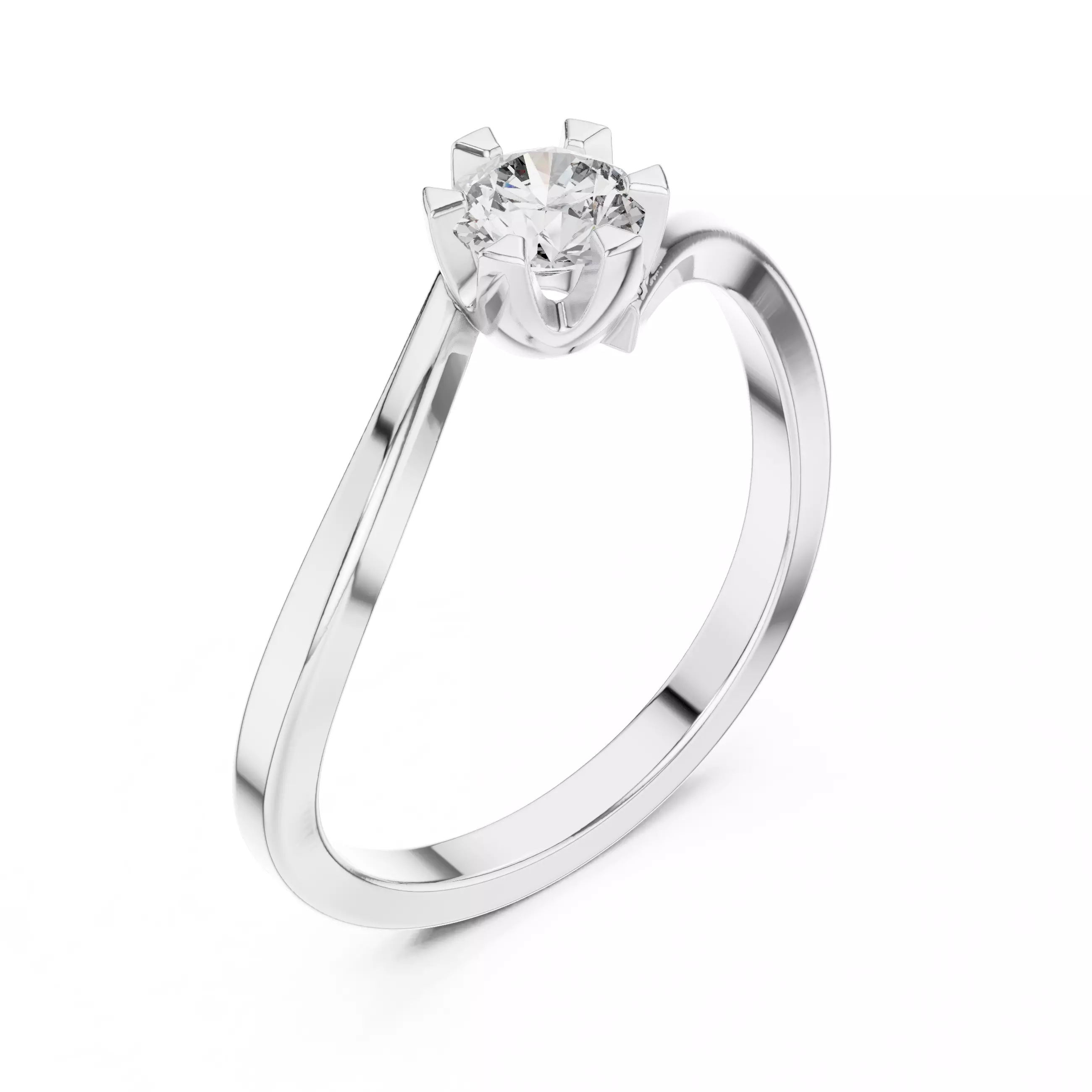 Round Diamond Ring 3D print model_11