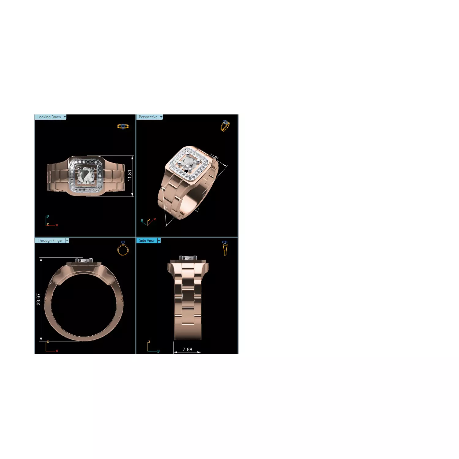 Mens Ring 3dm stl renders obj fbx slc jcd mtl details 3D print model_22