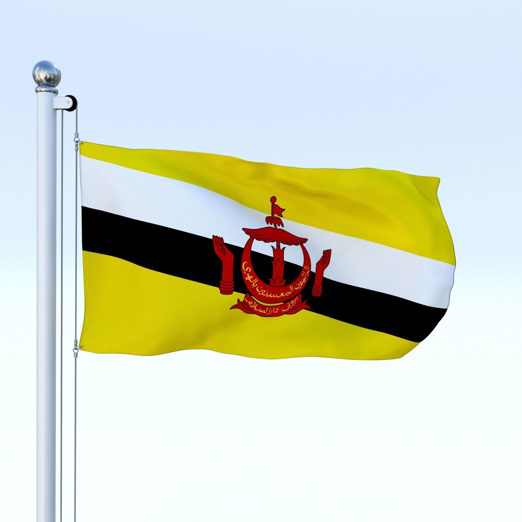 Animated Brunei Darussalam Flag Low-poly 3D model_4