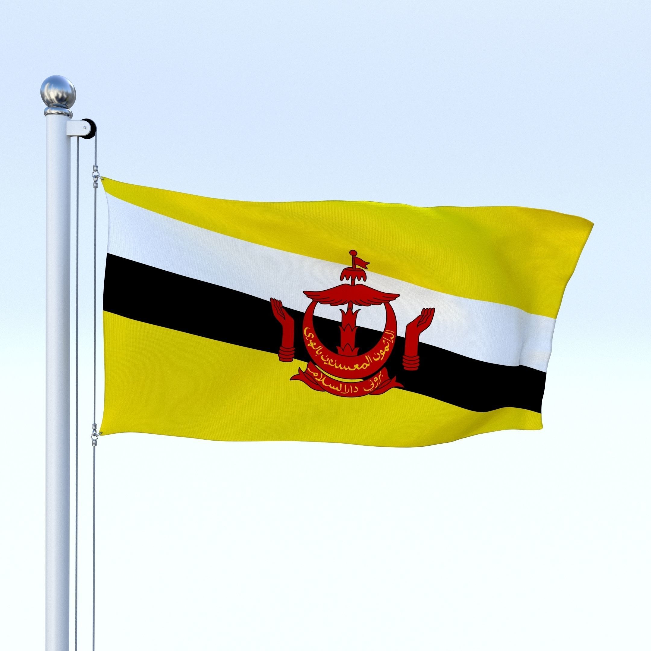 Animated Brunei Darussalam Flag Low-poly 3D model_26