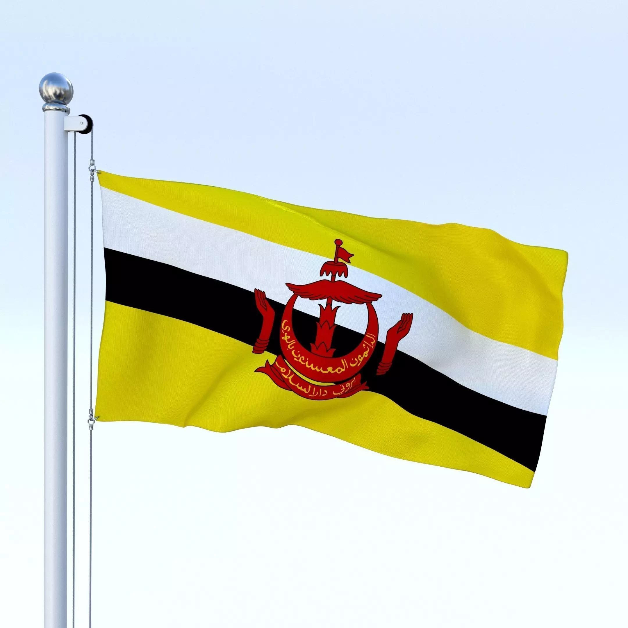 Animated Brunei Darussalam Flag Low-poly 3D model_0