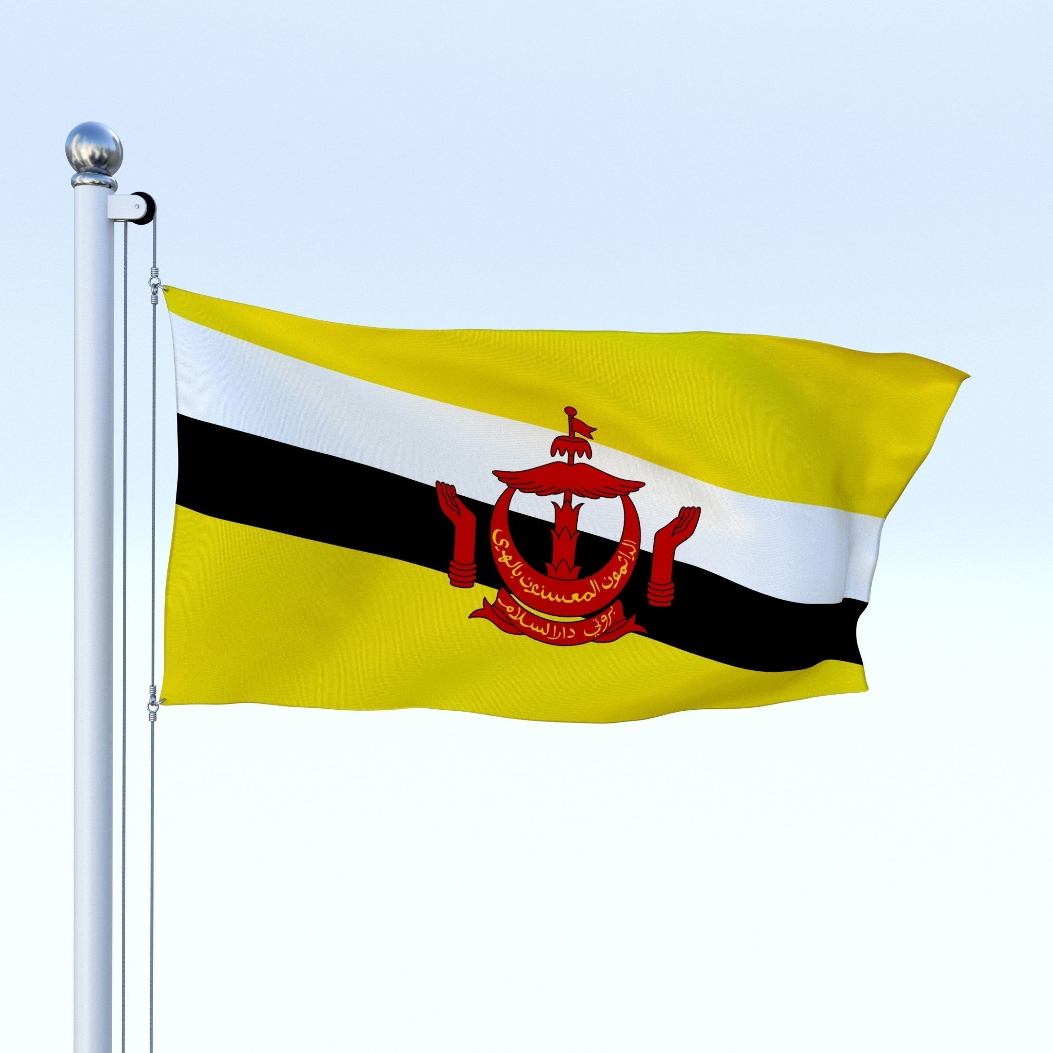 Animated Brunei Darussalam Flag Low-poly 3D model_7