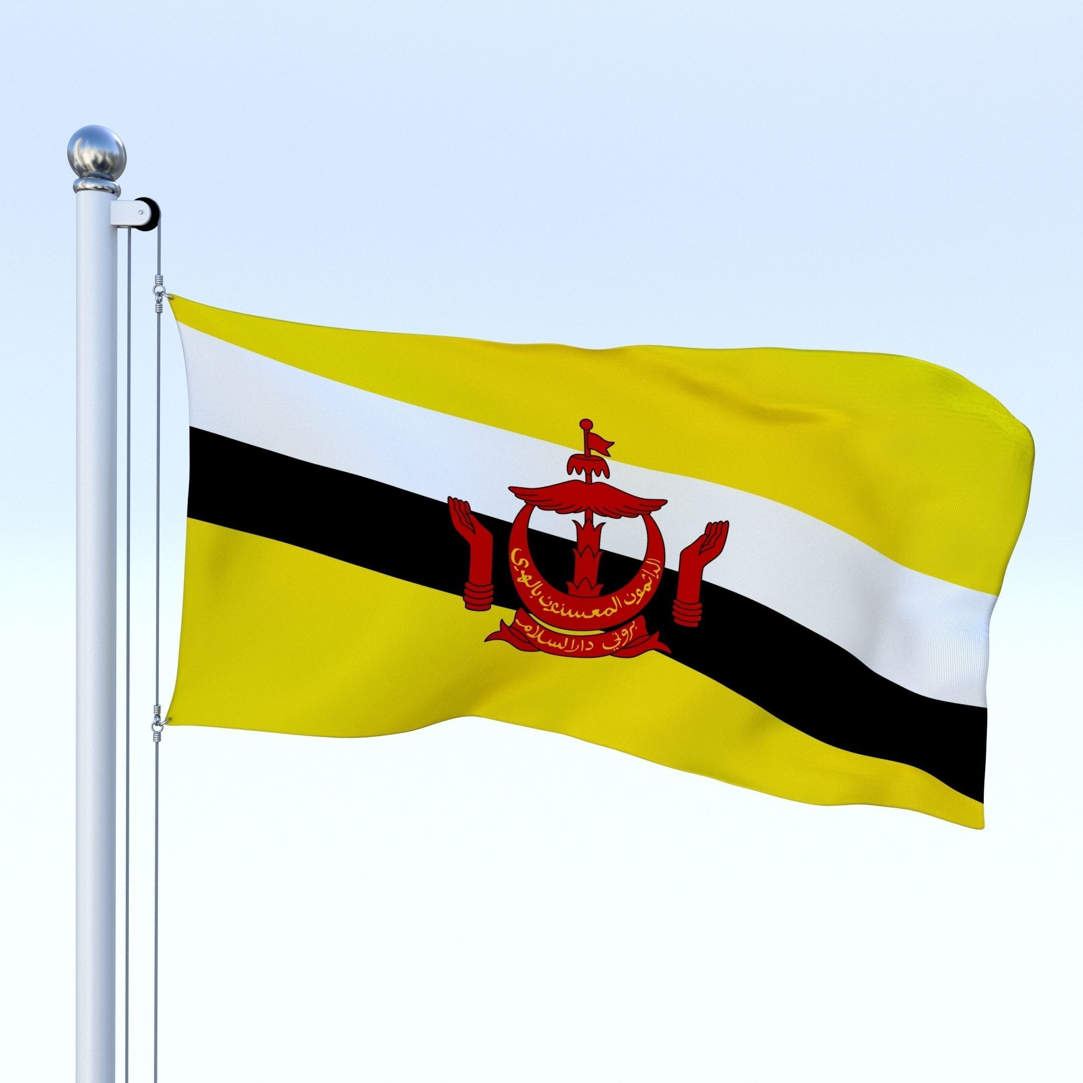 Animated Brunei Darussalam Flag Low-poly 3D model_6