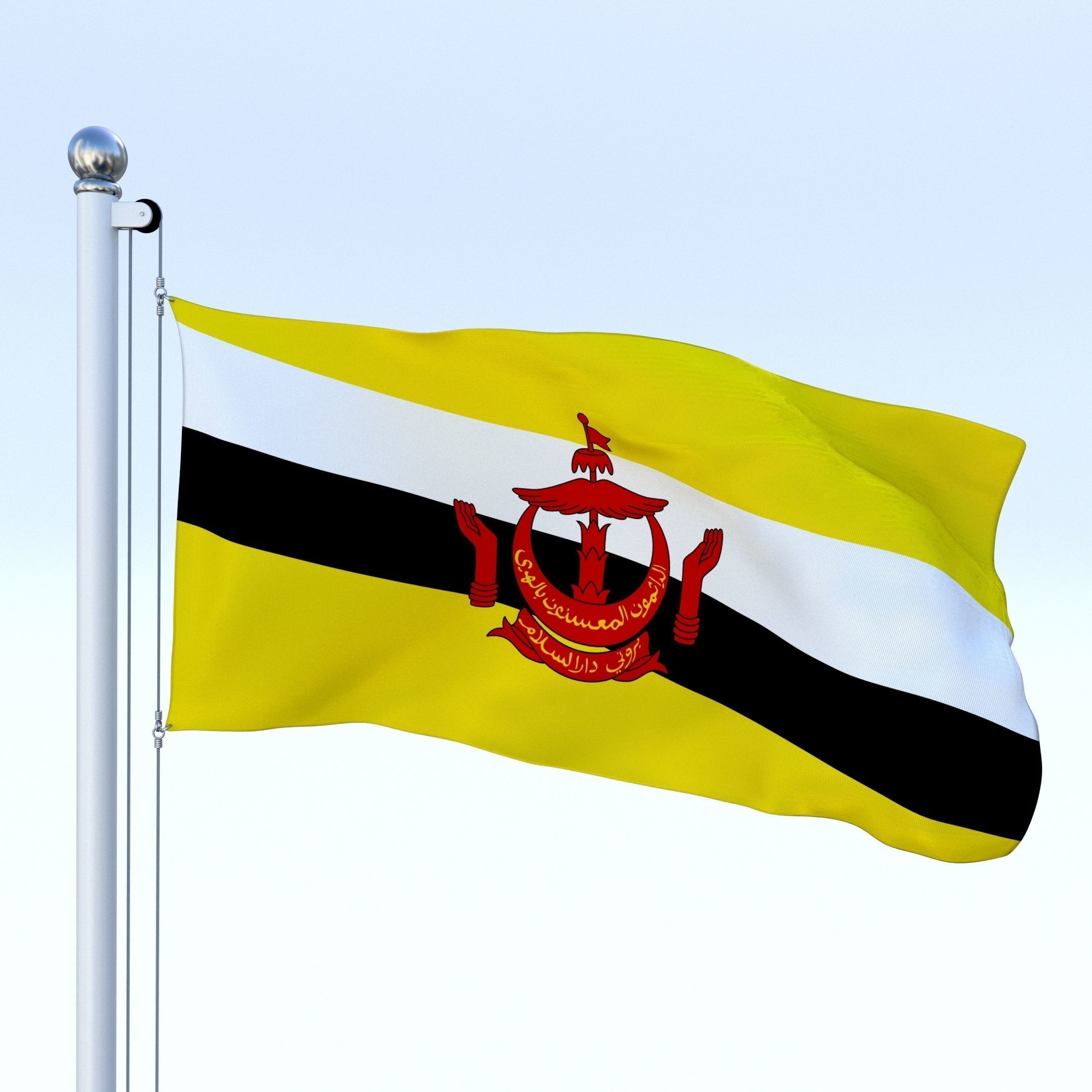 Animated Brunei Darussalam Flag Low-poly 3D model_12