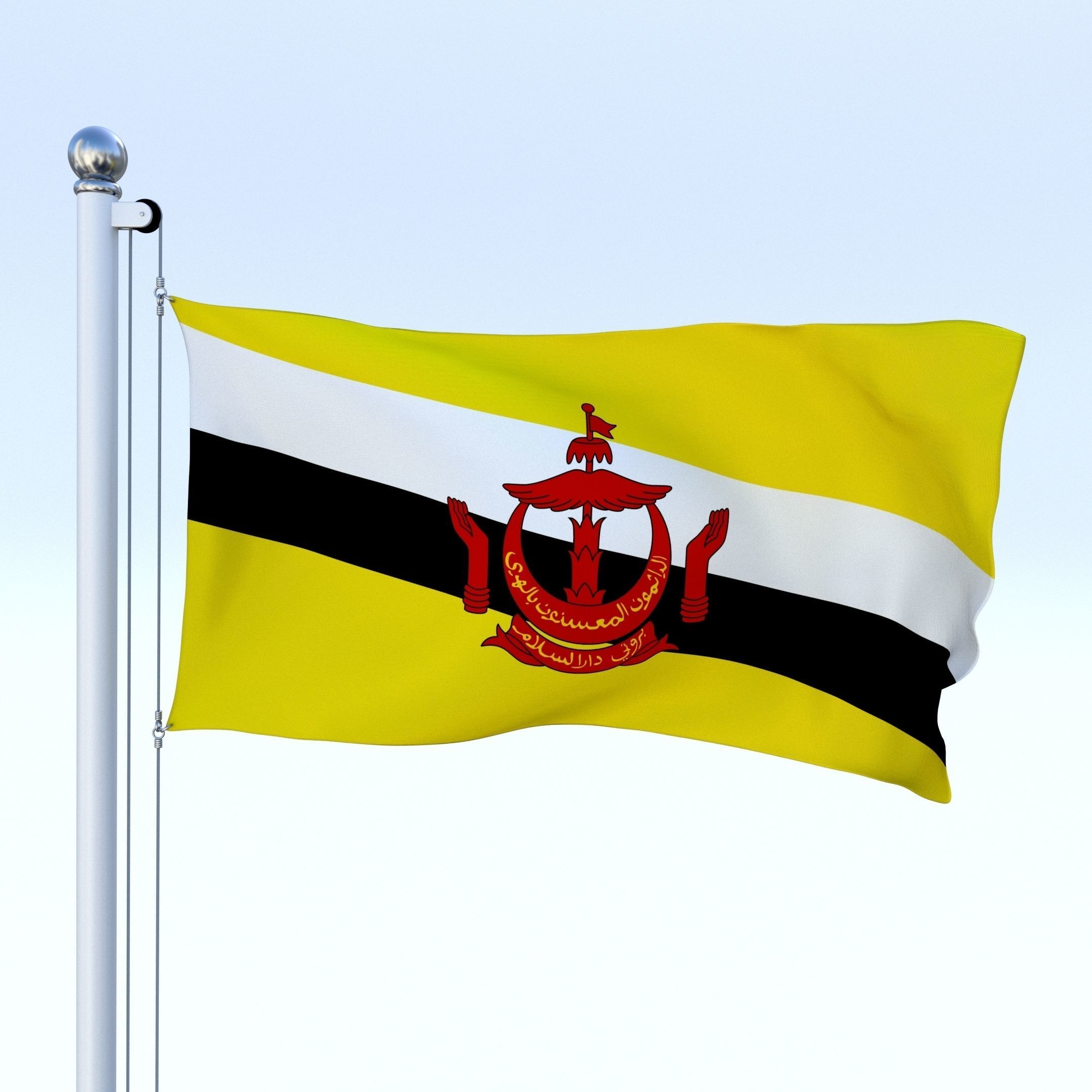 Animated Brunei Darussalam Flag Low-poly 3D model_20